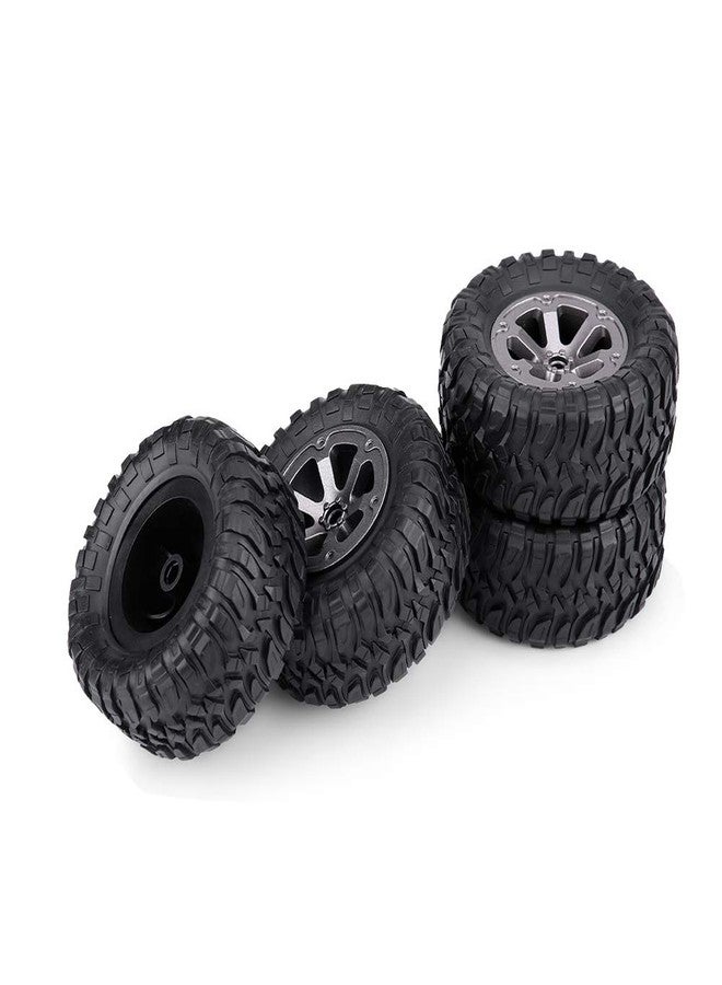 plplaaoo RC Car Tires 4PCS/Set, 1:16 Remote Control Militaty Car Part,Crawler Tires Rubber & Metal Rims, RC Wheel and Tire Set for Off Road RC Trucks, Military Crawler Vehicles - Image 1
